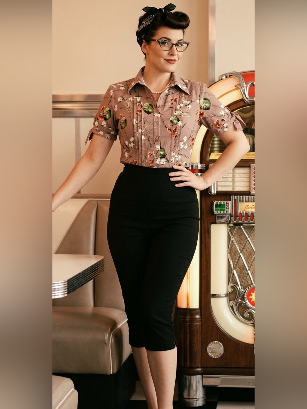 Unique Vintage Floral Button-Down Tie-Sleeve Shirt, XL, EUC